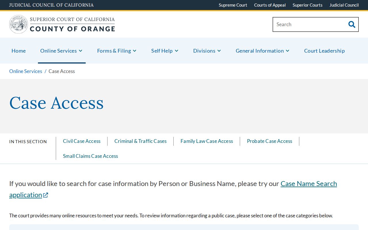 Garden Grove people search Orange County Superior Court case access