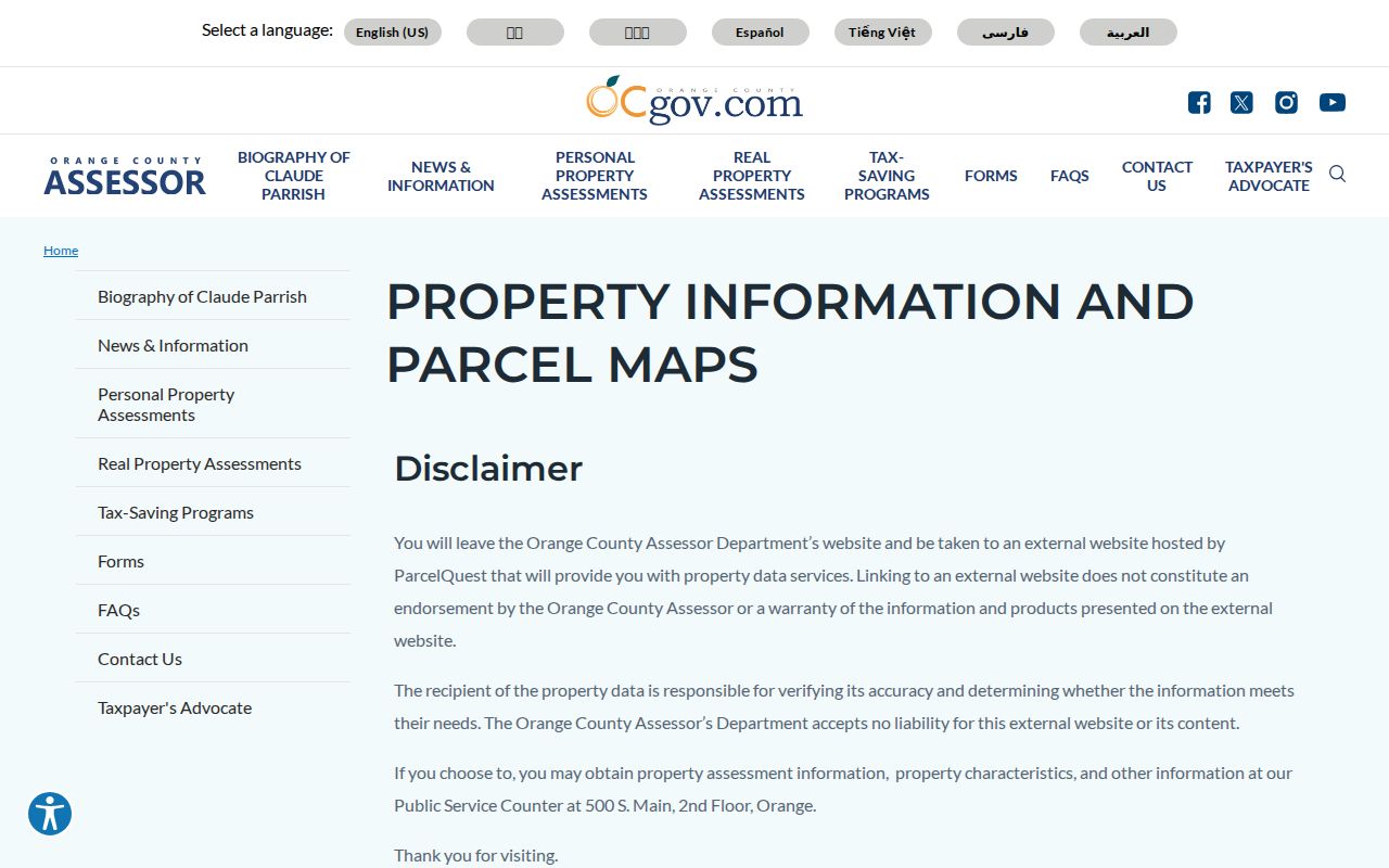 Garden Grove people search Orange County Assessor property information