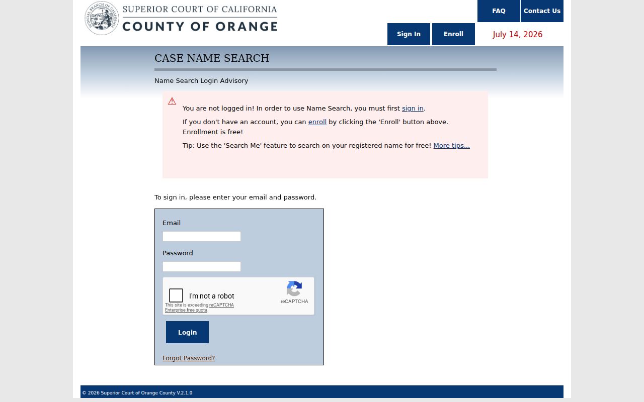 Garden Grove public records Orange County court name search